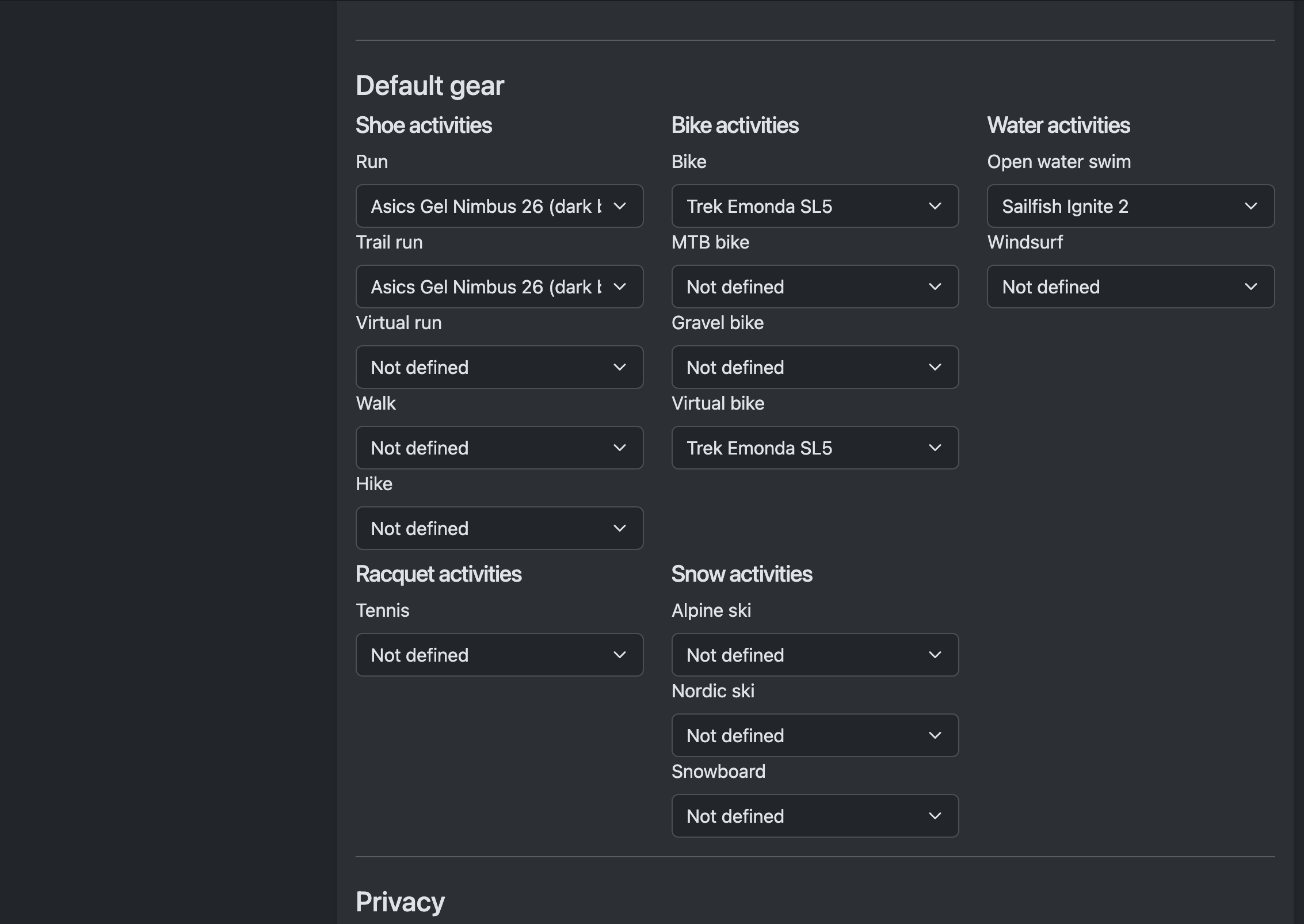 Settings profile page 2